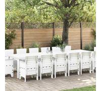 Conjunto De Comedor De Jardín 15 Pcs Blanco Ratan Polt Vidaxl
