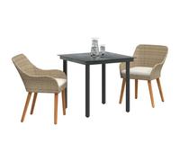 vidaXL Conjunto de Comedor de Jardín 3 pcs Ratán Sintético Beige