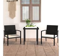 vidaXL Conjunto de comedor de jardín 3 piezas ratán sintético negro