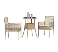 vidaXL Conjunto de Comedor de Jardín 3 uds. Beige ratán sintético | Hecho de ratán sintético resistente a la intemperie, aspecto moderno que se adapta perfectamente al exterior