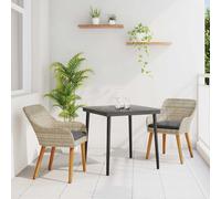 vidaXL Conjunto de Comedor de Jardín 3 uds. Gris Claro ratán sintético