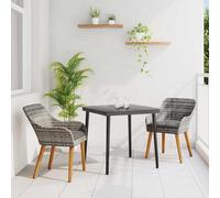 vidaXL Conjunto de Comedor de Jardín 3 uds. Gris ratán sintético