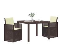 vidaXL Conjunto de comedor de jardín 3 uds. Resistente al clima y UV, PP marrón y crema