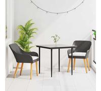 vidaXL Conjunto de Comedor de Jardín 3 uds. Negro ratán sintético