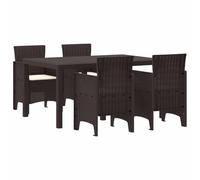 vidaXL Conjunto de Comedor de Jardín 5 pcs Marrón Ratan Polt, Muebles Modernos para jardín y terraza, Juego de Comedor Resistente, diseño Rectangular para Disfrutar al Aire Libre, Verano