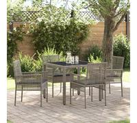 vidaXL Juego de comedor de jardín, 5 piezas, color gris, fabricado en ratán sintético