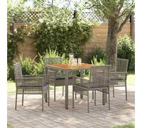 vidaXL Juego de comedor de jardín, 5 piezas, color gris, fabricado en ratán sintético