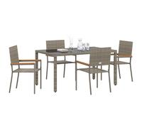 vidaXL Conjunto de comedor de jardín 5 piezas – Ratán sintético gris, moderno