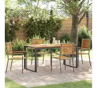vidaXL Juego de comedor de jardín, 5 piezas, gris y marrón, fabricado en ratán sintético