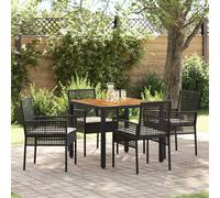 vidaXL Conjunto de Comedor de Jardín 5 uds. Negro ratán sintético