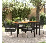 vidaXL Conjunto de Comedor de Jardín 5 uds. Negro ratán sintético