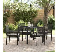 vidaXL Conjunto de Comedor de Jardín 5 uds. Negro ratán sintético