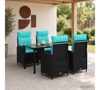 vidaXL Conjunto de Comedor de Jardín 5 uds. Negro y Turquesa