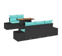 vidaXL Conjunto de Comedor de Jardín 6 uds. 5-Número de plazas | configuración flexible para cada espacio, cojines suaves para una relajación total, polirratán y madera de calidad