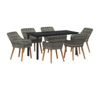 vidaXL Conjunto de Comedor de Jardín 7 pcs Gris ratán sintético