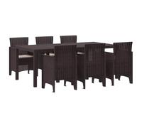 vidaXL Conjunto de Comedor de Jardín 7 pcs Marrón Polipropileno, Conjunto de Comedor al Aire Libre, Muebles Modernos, Patio Resistente, Reuniones en Terraza