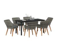 vidaXL Conjunto de Comedor de Jardín 7 pcs Ratán Sintético Gris 200 x 100 x 74 cm