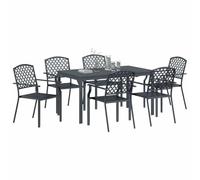 vidaXL Conjunto de Comedor de Jardín 7 uds. Antracita | El marco de metal aguanta bien y garantiza durabilidad, Acomoda cómodamente hasta 7 personas,