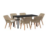 vidaXL Conjunto de Comedor de Jardín 7 uds. Beige ratán sintético