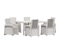 vidaXL Conjunto de Comedor de Jardín 7 uds. Blanco y Crema PP