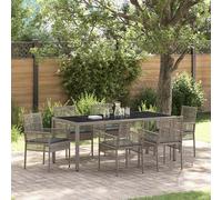 vidaXL Conjunto de Comedor de Jardín 7 uds. Gris ratán sintético