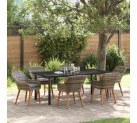 vidaXL Conjunto de Comedor de Jardín 7 uds. Gris ratán sintético