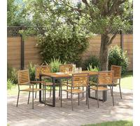 vidaXL Conjunto de Comedor de Jardín 7 uds. Gris y marrón