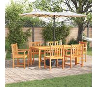 vidaXL Juego de mesa y sillas de jardín, 7 piezas, color marrón, madera de acacia maciza