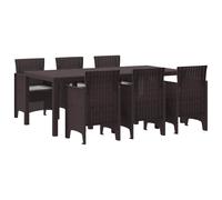 vidaXL Conjunto de Comedor de Jardín 7 uds. Marrón Polipropileno