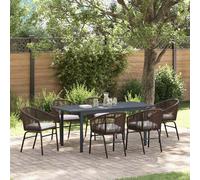 vidaXL Conjunto de Comedor de Jardín 7 uds. Marrón ratán sintético