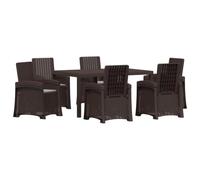 vidaXL Conjunto de Comedor de Jardín 7 uds. Marrón y Gris Claro PP