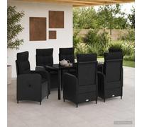 vidaXL Conjunto de Comedor de Jardín 7 uds. Negro