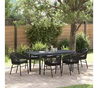 vidaXL Conjunto de Comedor de Jardín 7 uds. Negro ratán sintético