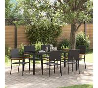vidaXL Juego de comedor de jardín, 7 piezas, color , fabricado en ratán sintético