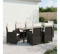 vidaXL Conjunto de Comedor de Jardín 7 uds. Negro y Blanco Crema