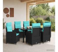 vidaXL Conjunto de Comedor de Jardín 7 uds. Negro y Turquesa