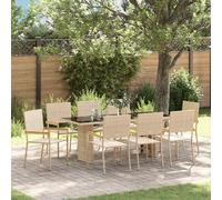 vidaXL Juego de comedor para jardín, 9 piezas, ratán sintético color beige