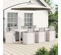 vidaXL Conjunto de Comedor de Jardín 9 uds. Blanco y Gris Claro PP
