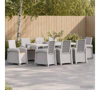 vidaXL Conjunto de Comedor de Jardín 9 uds. Blanco y Topo PP