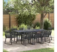 vidaXL Conjunto de Comedor de Jardín 9 uds. Negro ratán sintético