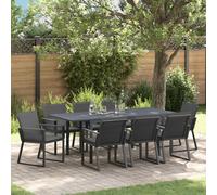 vidaXL Juego de comedor de jardín, 9 piezas, color , fabricado en ratán sintético
