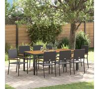 vidaXL Juego de comedor de jardín, 9 piezas, color , fabricado en ratán sintético