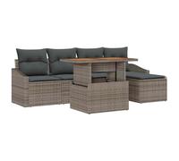 vidaXL Conjunto de Comedor de Jardín con cojín 6 pcs Gris y marrón, Sofá Modular Moderno para jardín y terraza, Muebles duraderos, Resistentes a UV, livianos y Flexibles