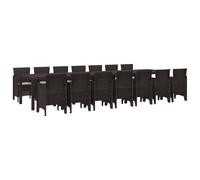 vidaXL Conjunto de comedor de jardín con cojines 15 pcs Marrón PP