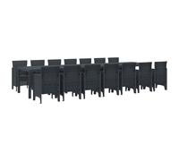 vidaXL Conjunto de comedor de jardín con cojines 15 uds. Antracita PP