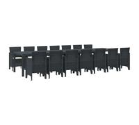 vidaXL Conjunto de comedor de jardín con cojines 15 uds. Antracita PP