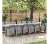 vidaXL Conjunto de comedor de jardín con cojines 15 uds. Gris Claro PP