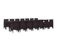 vidaXL Conjunto de comedor de jardín con cojines 15 uds. Marrón PP