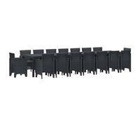 vidaXL Conjunto de comedor de jardín con cojines 17 uds. Antracita PP