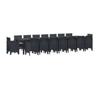 vidaXL Conjunto de comedor de jardín con cojines 17 uds. Antracita PP